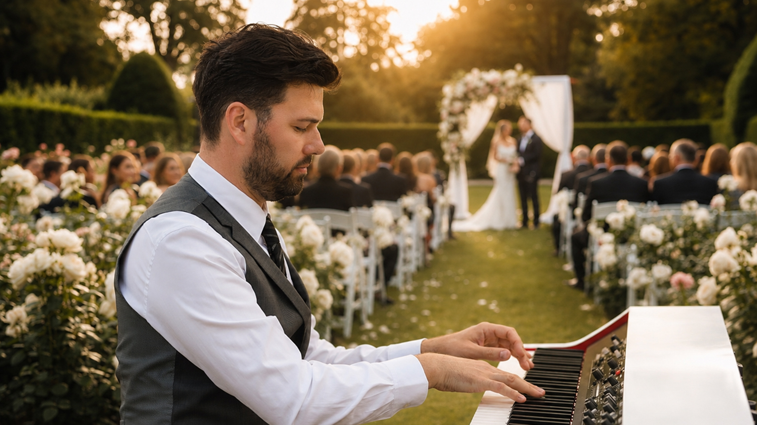Irvine ceremony music setting with elegant live piano for weddings