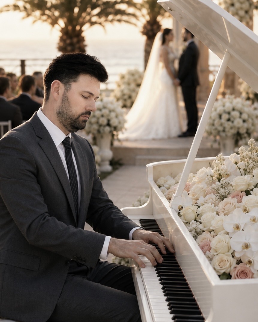 Irvine wedding pianist performing live piano for an elegant ceremony